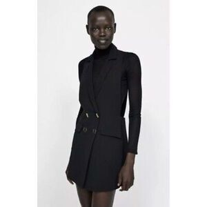 ZARA Black Sleeveless Double-Breasted Playsuit Romper Size XS